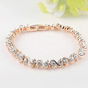 Beauty U Rose Gold Plated with Cubic Zirconia Stone S Shape bracelet